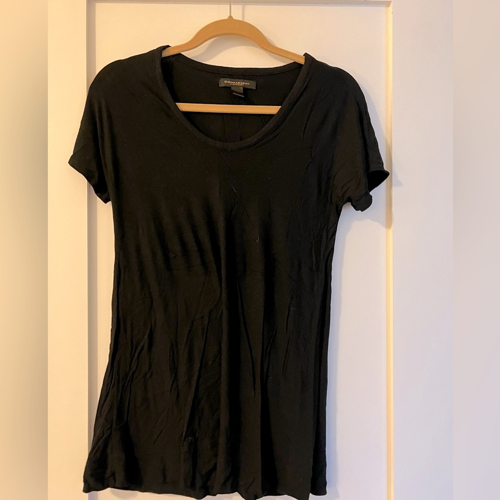 Donna Karan black short sleeved top. Size S.